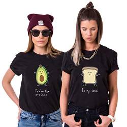 Best Friends T-Shirts für Zwei Mädchen Avocado Toast Sister BFF T Shirt für 2 Damen Beste Freunde Tshirts Freundin Schwestern Geschenke 1 Stück (1 Stück - Avocado - Schwarz, S) von Tom's Couples Shop