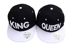 Tom's Couples Shop Partner Cap King Queen Snapback Set Liebhaber Paare Kappe Basecap Mütze für für Pärchen 3D Bestickte Paar (Schwarz + Weiß) von Tom's Couples Shop