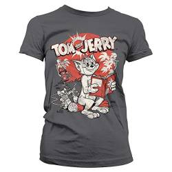 Tom & Jerry Offizielles Lizenzprodukt Vintage Comic Damen T-Shirt (Dark Grau), XL von Tom & Jerry