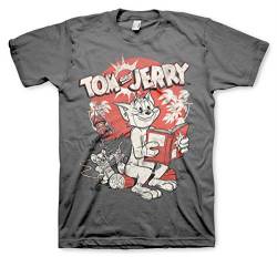 Tom & Jerry Offizielles Lizenzprodukt Vintage Comic Herren T-Shirt (Dunkelgrau), XL von Tom & Jerry