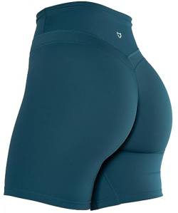 TomTiger Yoga-Shorts für Damen, Bauchkontrolle, hohe Taille, Biker-Shorts, Training, Po-Heben, Strumpfhose, Kurze Hose für Damen, Blaugrün, S von TomTiger