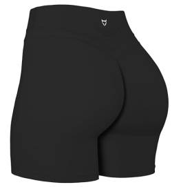 TomTiger Yoga-Shorts für Damen, Bauchkontrolle, hohe Taille, Biker-Shorts, Training, Po-Heben, Strumpfhose, kurze Hose für Damen, Schwarz, Mittel von TomTiger