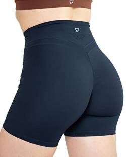 TomTiger Yoga-Shorts für Damen, Bauchkontrolle, hohe Taille, Biker-Shorts, Übung, Workout, Po-Heben, Strumpfhose, kurze Hose für Damen, Marineblau, X-Groß von TomTiger