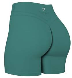 TomTiger Yoga-Shorts für Frauen, Bauchkontrolle, hohe Taille, Bikershorts, Übung, Workout, Po, Lifting Strumpfhose, kurze Hose, Grün , X-Groß von TomTiger