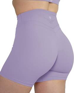TomTiger Yoga-Shorts für Frauen, Bauchkontrolle, hohe Taille, Bikershorts, Übung, Workout, Po, Lifting Strumpfhose, kurze Hose, Lavendel, Klein von TomTiger