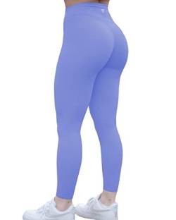 Yogahose für Damen, 7/8, hohe Taille, Workout-Yoga-Leggings für Damen, Po-Heben, Bauchkontrolle, Booty-Leggings, Grapemist, X-Klein von TomTiger