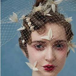 Mode Schleier Haarnadeln Vintage Gesichts Ornament Blumen Perle Fee Kopfbedeckung Foto Shooting Studio Gesicht Dekoration Zubehör von Tomator
