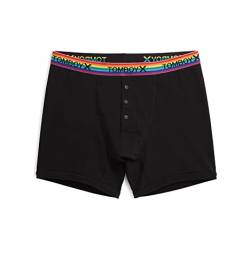 TomboyX FTM Packing Boxershorts mit Eingriff, Baumwollunterwäsche, XS-4X, 15,2 cm, Schwarzer Regenbogen, Medium von TomboyX