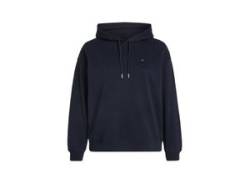 Kapuzenpullover TOMMY HILFIGER CURVE "CRV REG FLAG ON CHEST HOODIE" Gr. 50, blau (desert sky) Damen Pullover Kapuzenpullover von Tommy Hilfiger Curve