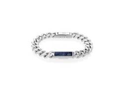 Armband TOMMY HILFIGER "Schmuck Edelstahl Armschmuck Panzerkette" Armbänder Gr. Edelstahl, blau (edelstahlfarben, blau, blau) Herren Hochzeitsmode von Tommy Hilfiger