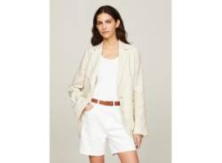 Kurzblazer TOMMY HILFIGER "CASUAL LINEN REGULAR SB BLAZER" Gr. 42, beige (light beige) Damen Blazer von Tommy Hilfiger