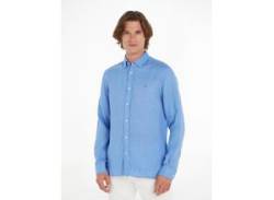 Leinenhemd TOMMY HILFIGER "PIGMENT DYED LI SOLID RF SHIRT" Gr. XXXL, N-Gr, blau (blue spell) Herren Hemden Langarm von Tommy Hilfiger