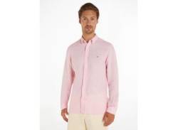 Leinenhemd TOMMY HILFIGER "PIGMENT DYED LI SOLID RF SHIRT" Gr. XXXL, N-Gr, pink (pink crystal) Herren Hemden Langarm von Tommy Hilfiger