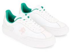 Plateausneaker TOMMY HILFIGER "TH HERITAGE COURT SNEAKER" Gr. 38, grün (weiß, grün) Damen Schuhe Sneaker von Tommy Hilfiger