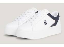 Plateausneaker TOMMY HILFIGER "TH PLATFORM COURT SNEAKER" Gr. 39, bunt (weiß, dunkelblau) Damen Schuhe Sneaker von Tommy Hilfiger