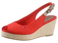 Sandalette TOMMY HILFIGER "ICONIC ELBA SLING BACK WEDGE" Gr. 40, rot Damen Schuhe Sandaletten Sommerschuh, Sandale, Keilabsatz, mit Jutebesatz von Tommy Hilfiger