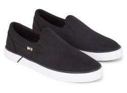 Slip-On Sneaker TOMMY HILFIGER "VULC CANVAS SLIP-ON SNEAKER" Gr. 35, schwarz Damen Schuhe Slipper von Tommy Hilfiger
