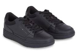 Sneaker TOMMY HILFIGER "TH BASKET CORE LEATHER ESS" Gr. 44, schwarz Herren Schuhe Stoffschuhe von Tommy Hilfiger