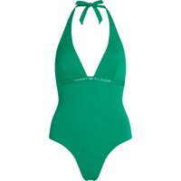 TOMMY HILFIGER Badeanzug, Neckholder, Markenschriftzug, für Damen, grün, S von Tommy Hilfiger