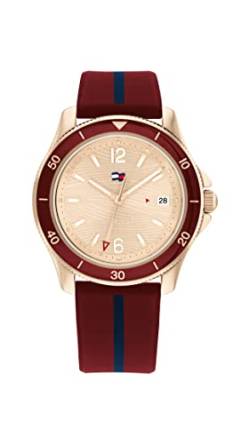 Tommy Hilfiger Analog Quarzuhr für Damen mit Burgundrrotes Silikonarmband - 1782510 von Tommy Hilfiger