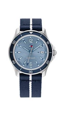 Tommy Hilfiger Analog Quarzuhr für Damen mit Marinblaues Textilarmband aus recyceltem Ozeankunststoff - 1782511 von Tommy Hilfiger