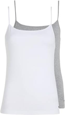 Tommy Hilfiger Damen 2er Pack Tops Stretch, Mehrfarbig (White/Light Grey Heather), SM von Tommy Hilfiger