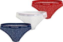 Tommy Hilfiger Damen 3 Pack Lace (EXT Sizes) UW0UW04897 Bikini Hose, Mehrfarbig (Desert Sky/White/Primary Red), XS von Tommy Hilfiger