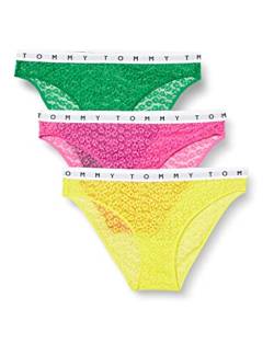 Tommy Hilfiger Damen 3P Full Lace UW0UW02522 Bikini Hose, Blau (Solar Yellow/Green Mal/Pink Amour), XS von Tommy Hilfiger