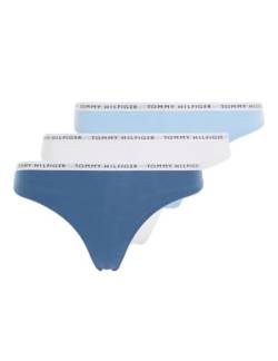 Tommy Hilfiger Damen 3er Pack Strings Tangas, Mehrfarbig (Vessel Blue/White/Blue Coast), L von Tommy Hilfiger