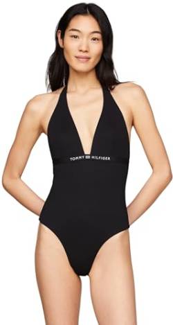 Tommy Hilfiger Damen Badeanzug Halter One Piece Neckholder, Schwarz (Black), L von Tommy Hilfiger