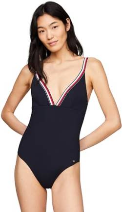 Tommy Hilfiger Damen Badeanzug Triangle One Piece Cut-out, Blau (Desert Sky), XS von Tommy Hilfiger