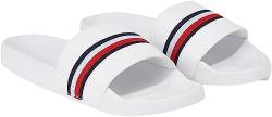 Tommy Hilfiger Damen Badeschuhe Global Stripes Slide Badelatschen, Weiß (White), 36 von Tommy Hilfiger