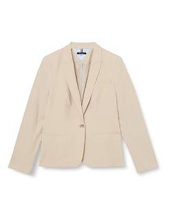 Tommy Hilfiger Damen Blazer - Business Jacke mit schmeichelnder Passform und Einknopfverschluss, Khaki, 44 von Tommy Hilfiger