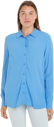 Tommy Hilfiger Damen Bluse Crepe Shirt Elegant, Blau (Blue Spell), 34 von Tommy Hilfiger