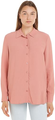 Tommy Hilfiger Damen Bluse Crepe Shirt Elegant, Rosa (Teaberry Blossom), 36 von Tommy Hilfiger