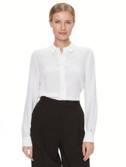 Tommy Hilfiger Damen Bluse Fluid Viscose Crepe Shirt Hemdbluse, Weiß (Th Optic White), 40 von Tommy Hilfiger