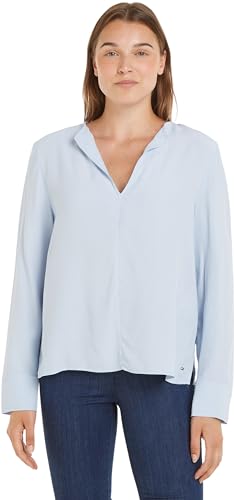 Tommy Hilfiger Damen Bluse Viscose Crepe Blouse V-Ausschnitt, Blau (Breezy Blue), 36 von Tommy Hilfiger