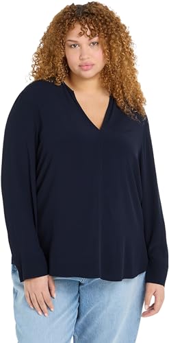 Tommy Hilfiger Damen Bluse Viscose Crepe Blouse V-Ausschnitt, Blau (Desert Sky), 54 von Tommy Hilfiger