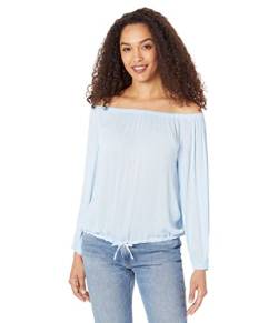 Tommy Hilfiger Damen Bluse mit Stehkragen und Knopfleiste, Blauer Himmel, Klein von Tommy Hilfiger