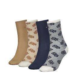 Tommy Hilfiger Damen CLSSC Sock, Navy/Khaki Combo, 35/38 (4er Pack) von Tommy Hilfiger