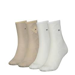 Tommy Hilfiger Damen CLSSC Sock, Off White/Sand, 35/38 (4er Pack) von Tommy Hilfiger