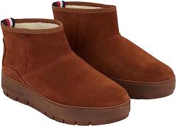 Tommy Hilfiger Damen COOL Suede Snowboot FW0FW07662 Niedrige Stiefel, Braun (Natural Cognac), 38 EU von Tommy Hilfiger