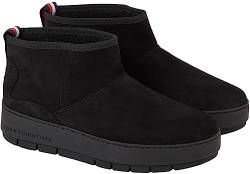 Tommy Hilfiger Damen COOL Suede Snowboot FW0FW07662 Niedrige Stiefel, Schwarz (Black), 38 EU von Tommy Hilfiger