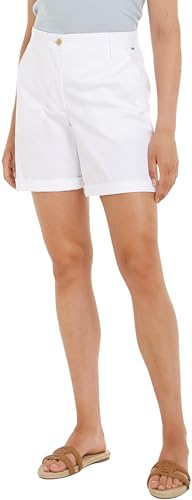 Tommy Hilfiger Damen Chino-Shorts Mom Fit, Weiß (Th Optic White), 42 von Tommy Hilfiger