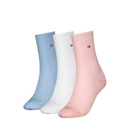 Tommy Hilfiger Damen Classic Socken, Rosa/Weiß/Blau, 39/42 (3er Pack) von Tommy Hilfiger