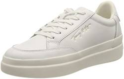 Tommy Hilfiger Damen Cupsole Sneaker TH Signature Leather Schuhe, Weiß (White), 42 EU von Tommy Hilfiger