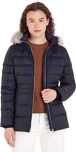 Tommy Hilfiger Damen Daunenjacke Down Jacket With Fur Winter, Blau (Desert Sky), XS von Tommy Hilfiger