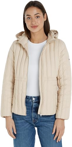 Tommy Hilfiger Damen Daunenjacke mit Kapuze, Beige (Classic Beige), L von Tommy Hilfiger