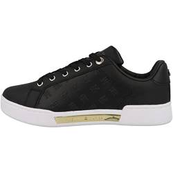 Tommy Hilfiger Damen Embossed Monogram FW0FW06735 Cupsole Sneaker, Schwarz (Black/Gold), 40 EU von Tommy Hilfiger