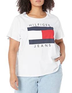 Tommy Hilfiger Damen Essential Basic Kurzarm T-Shirt Hemd, Weiss/opulenter Garten, 2X von Tommy Hilfiger